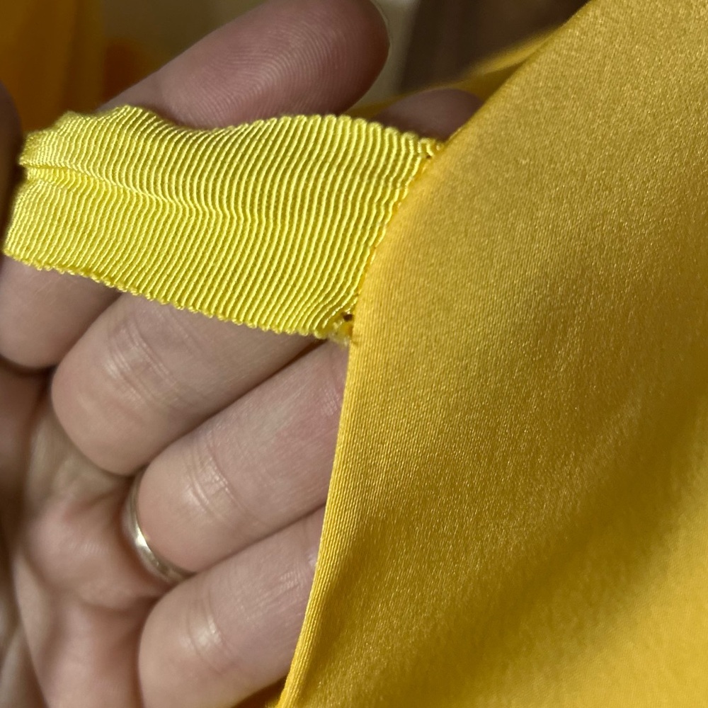 Zac Posen Strapless Yellow Satin Gown, Tulip Like Skirt, Flawed, Size 12 - Picture 7 of 17